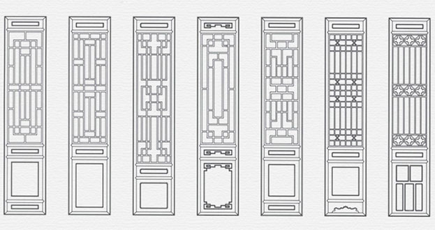 江干常用中式仿古花窗图案隔断设计图