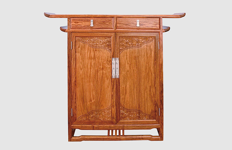 江干观云潮家庭中式装修实木玄关柜效果图